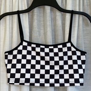 Black/white checkered crop top